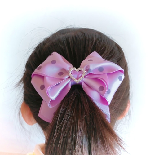 ヘアクリップ】ドットサテンリボン/ビッグリボン/ハートビジュー ヘア