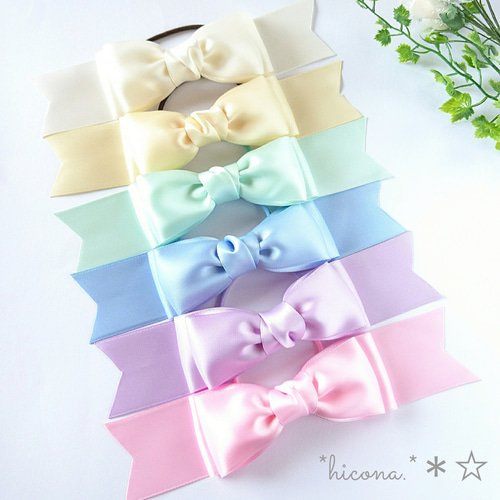 パステルカラーサテンリボン】キッズ～大人☆たらりんリボン 子供服  