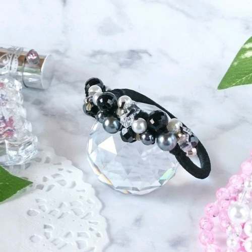 レジンヘアゴム スクエア　ブラック　ゴールド　モノトーン　バイカラー レジンヘアゴム スクエア ブラック ゴールド モノトーン バイカラー