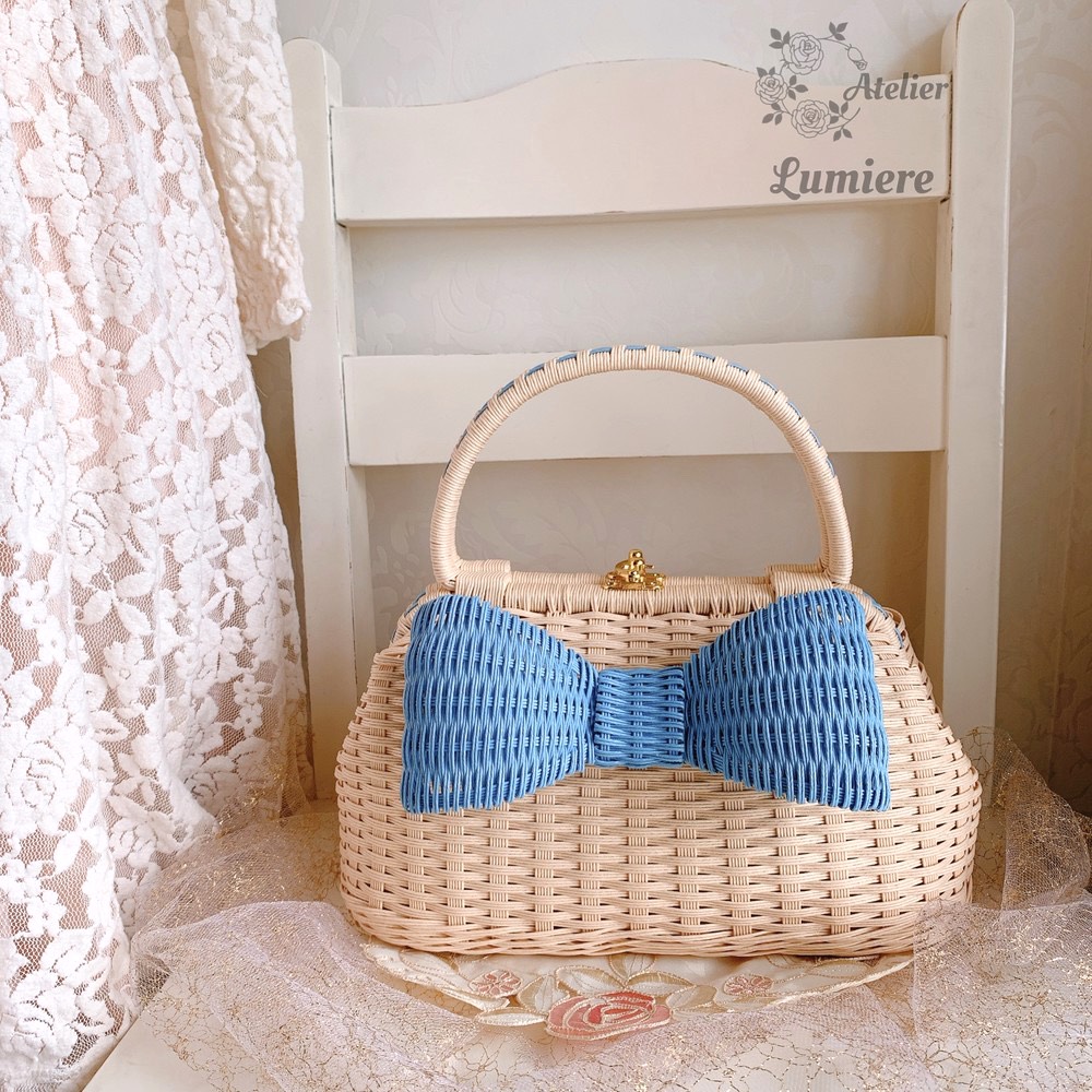 希少✨美品　アナトリエ　リボンモチーフ　カゴバッグ　籠バッグ　ナチュラル