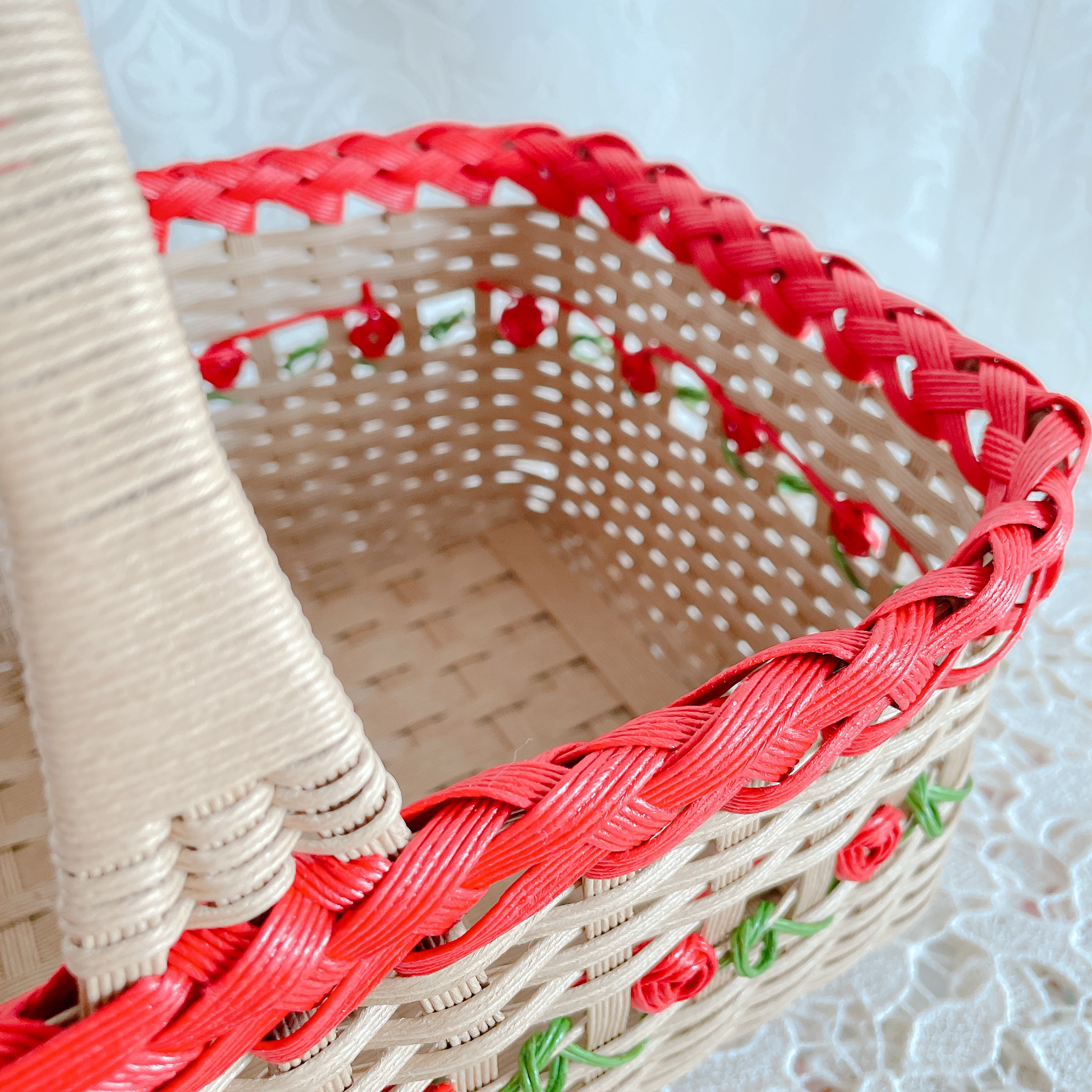 〜ワンハンドル＊ミニローズバスケット〜【レッド】