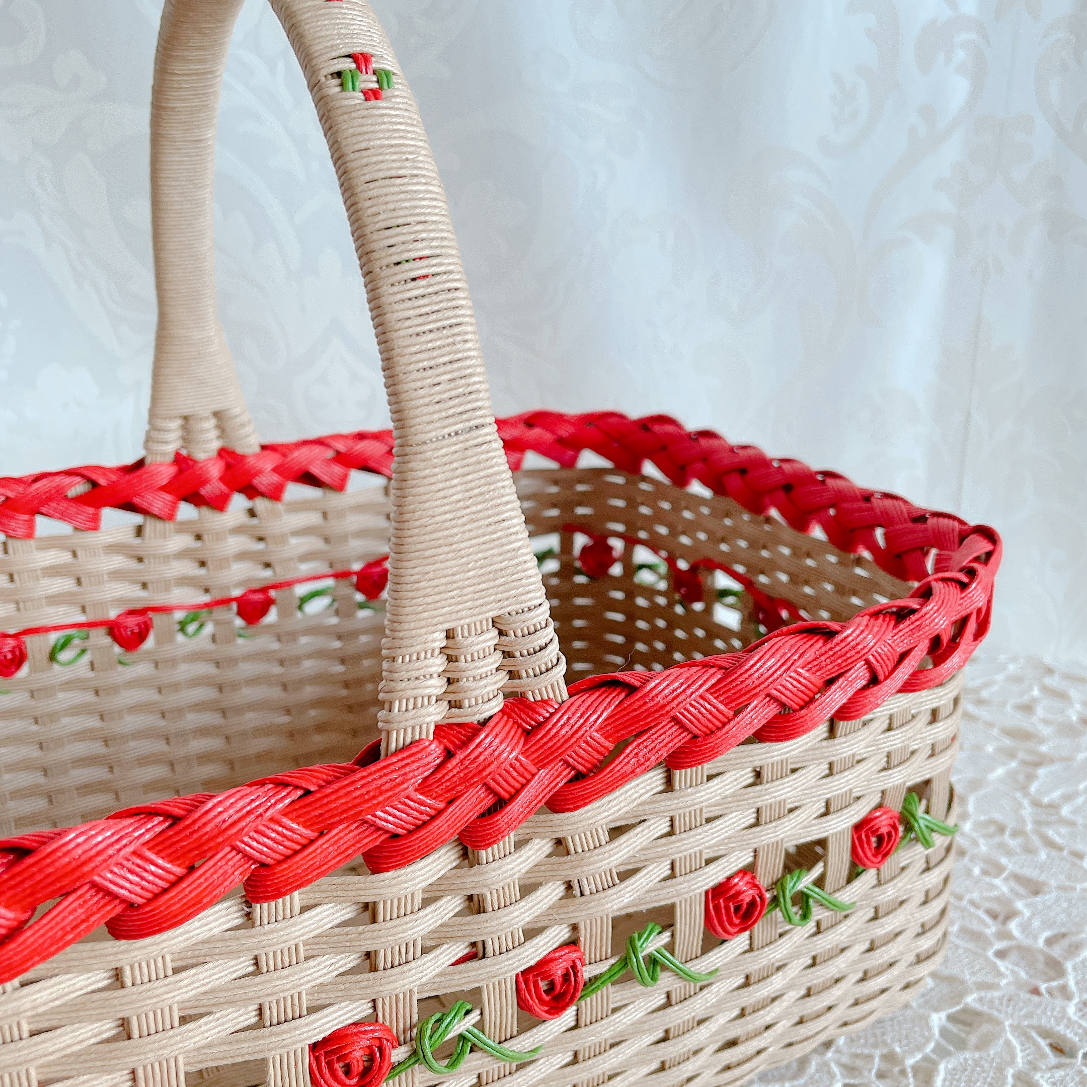 〜ワンハンドル＊ミニローズバスケット〜【レッド】