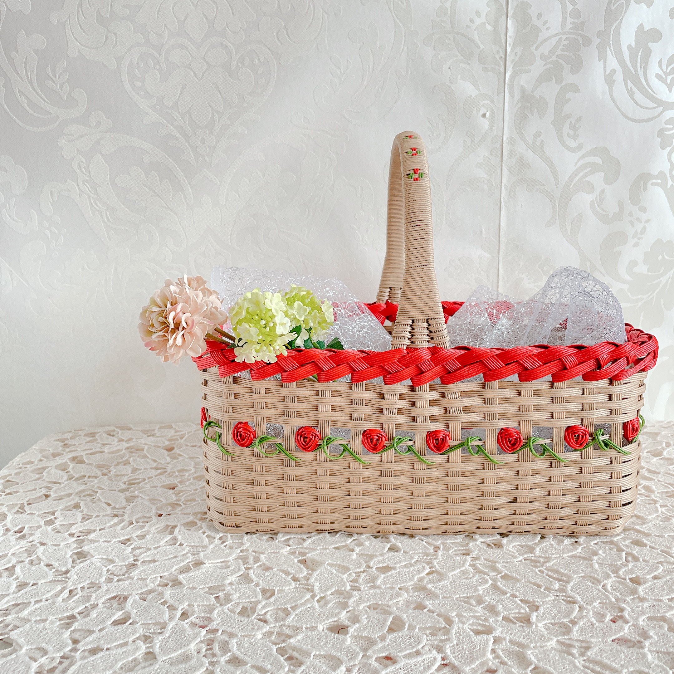 〜ワンハンドル＊ミニローズバスケット〜【レッド】