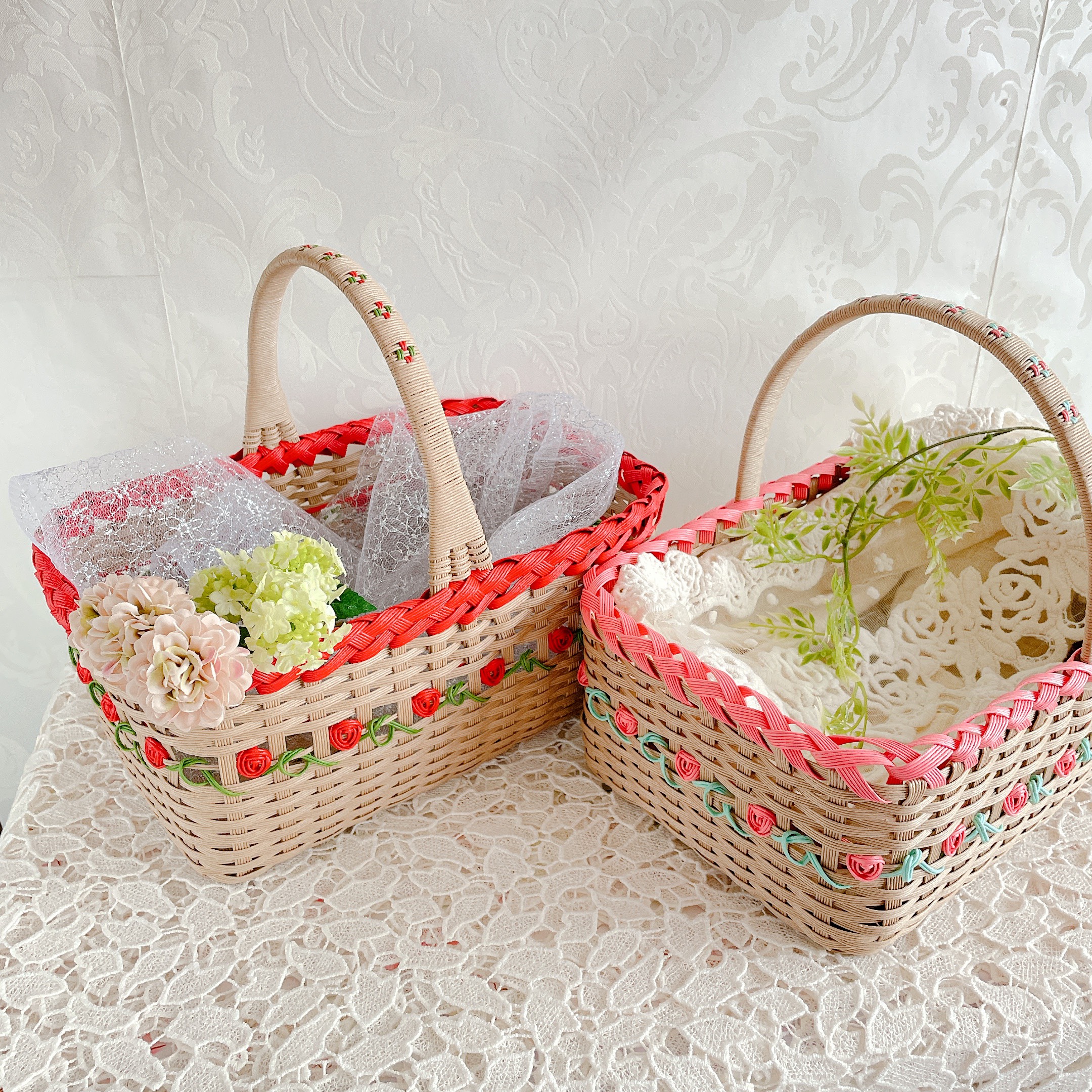 〜ワンハンドル＊ミニローズバスケット〜【レッド】