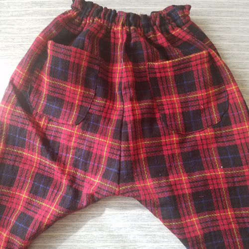 赤チェックイージーパンツ【90センチ】 子供服 ようか＠オーダ