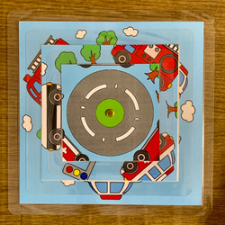 《送料込み》絵合わせ『くるんくるんパズル』〜くるま四角型〜 2枚目の画像