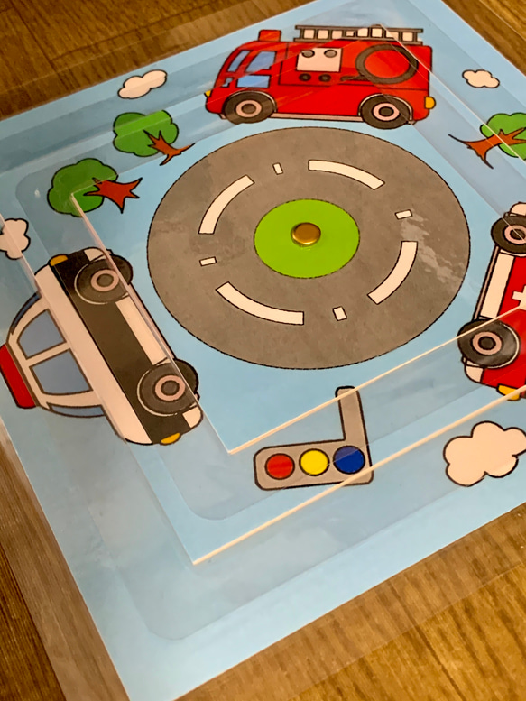 《送料込み》絵合わせ『くるんくるんパズル』〜くるま四角型〜 4枚目の画像