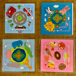 《送料込み》絵合わせ『くるんくるんパズル』〜くるま四角型〜 5枚目の画像