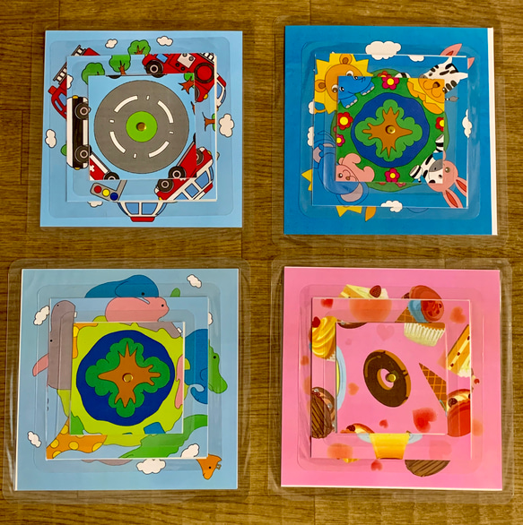 《送料込み》絵合わせ『くるんくるんパズル』〜くるま四角型〜 6枚目の画像