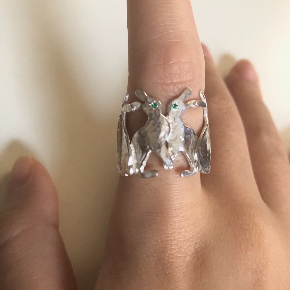 うさぎリング（M-Lサイズ） with 天然石