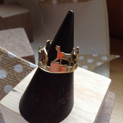 ねこリング【4匹バージョン】 ゴールド（K18鍍金）  4Cats Gold Plated Ring