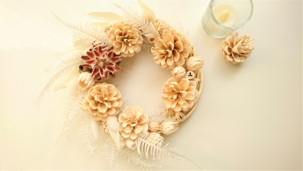 ナッツとベリーの木ノ実のリース☆ドライフラワーリース 木の実たっぷりリースS ドライフラワー petit chocolat 通販 4846791