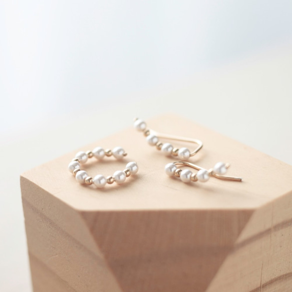 14KGF パール&ゴールド　イヤークライマー - Swarovski  pearl  ear climber 6枚目の画像