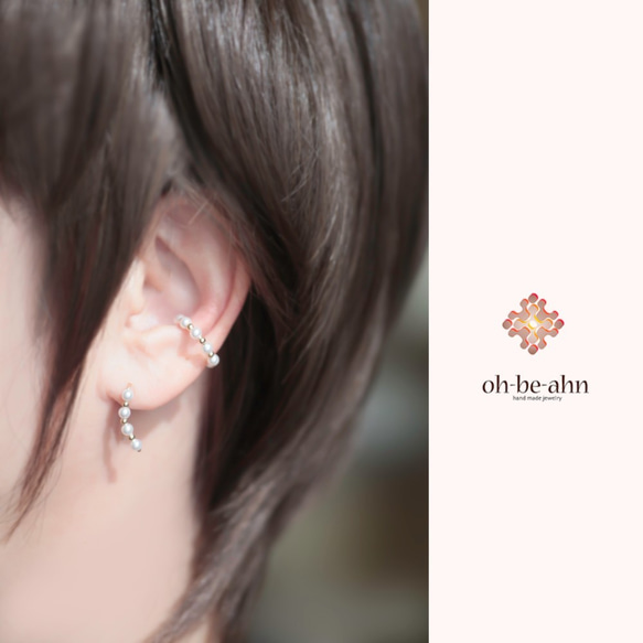 14KGF パール&ゴールド　イヤークライマー - Swarovski  pearl  ear climber 7枚目の画像