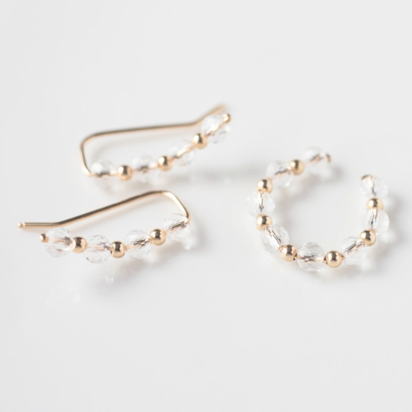 14KGF クリスタル&ゴールド イヤーカフ - Crystal &gold Ear cuff 8枚目の画像