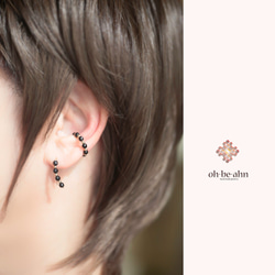 14KGF ブラックオニキス&ゴールド イヤーカフ - Crystal &gold Ear cuff 4枚目の画像