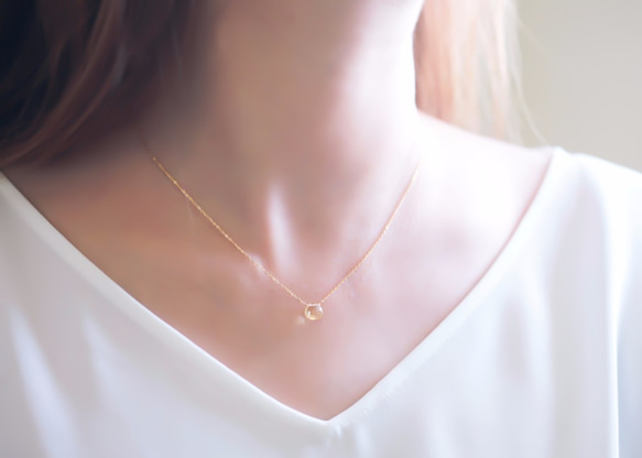 黃水晶 Maron 切割“One Natural Stone Skinny Necklace” 14KGF / 銀 925 / 第2張的照片