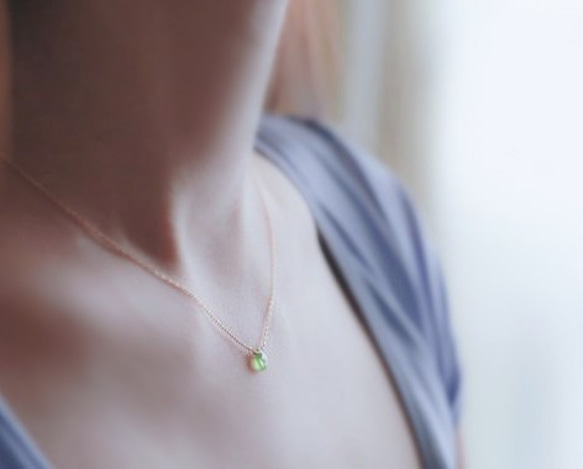 小橄欖石·Maron剪裁“One grain of natural stone skinny necklace”14 KGF·S 第3張的照片