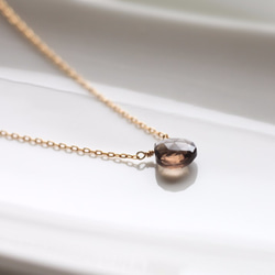 Smoky Quartz Marron “One Natural Stone Skinny Necklace” 14KGF / 第2張的照片