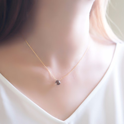 Smoky Quartz Marron “One Natural Stone Skinny Necklace” 14KGF / 第4張的照片