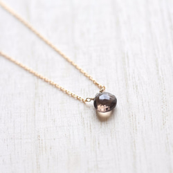 Smoky Quartz Marron “One Natural Stone Skinny Necklace” 14KGF / 第1張的照片