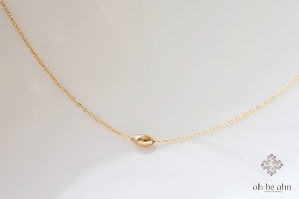 14kgf -Tiny Oval bead simple necklace　 1枚目の画像