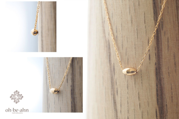 14kgf -Tiny Oval bead simple necklace　 3枚目の画像