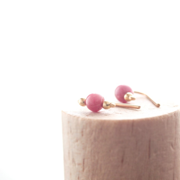 ロードナイト『天然石の小さな1粒 2way ピアス- dainty 』14KGF シルバー925 1枚目の画像