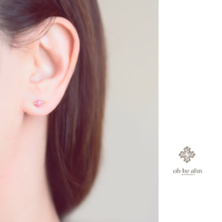 ロードナイト『天然石の小さな1粒 2way ピアス- dainty 』14KGF シルバー925 2枚目の画像