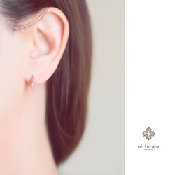 ロードナイト『天然石の小さな1粒 2way ピアス- dainty 』14KGF シルバー925 3枚目の画像