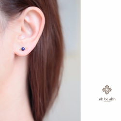 ラピスラズリ『天然石の小さな1粒 2way ピアス- dainty 』&イヤリング　14KGF シルバー925 2枚目の画像
