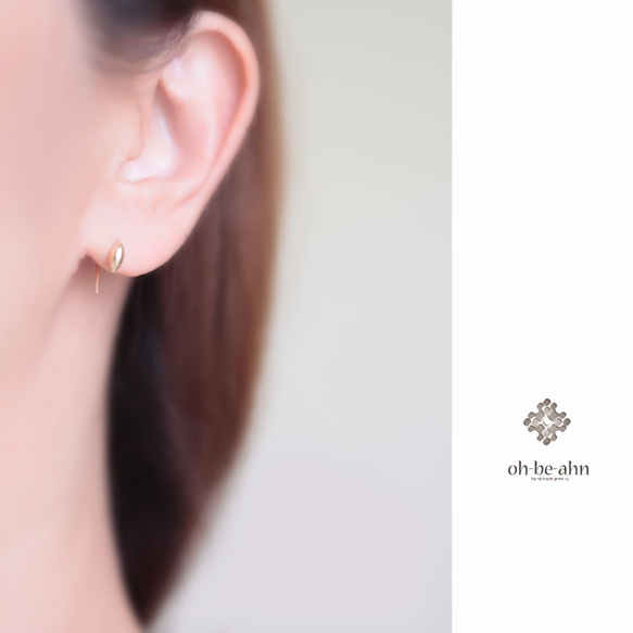 14kgf橢圓形珠子耳環“ Gold Simple 2way Pierce-dainty-” 第3張的照片