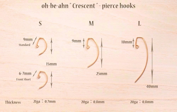 孔雀石 14kgf “小天然石耳環 -Crescent- S” 耳環 第3張的照片