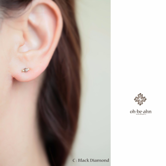 14kgf 3mm Swarovski 『スワロフスキー・クリスタルの小さな 2way ピアス- dainty』 2枚目の画像