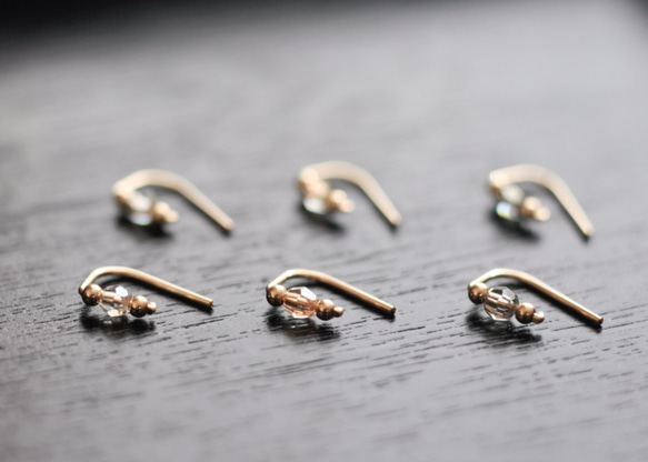 14kgf 3mm Swarovski 『スワロフスキー・クリスタルの小さな 2way ピアス- dainty』 7枚目の画像