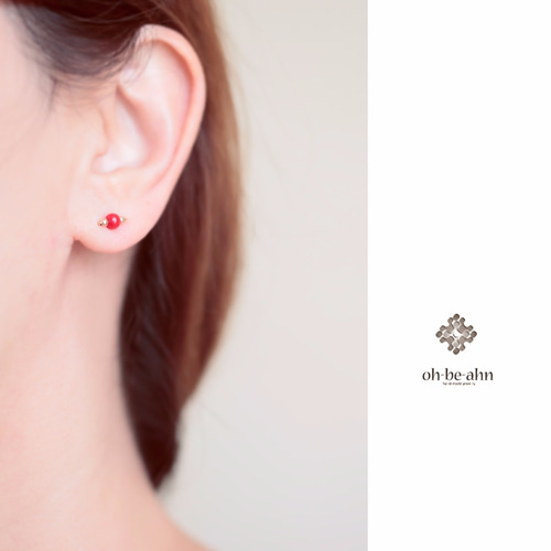 FLOWER FIELD PIERCE CLEAR GREEN PINK - designsix ONLINE SHOP