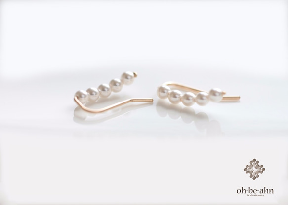 14kgf Swarovski crystal pearl  ear climber 2枚目の画像