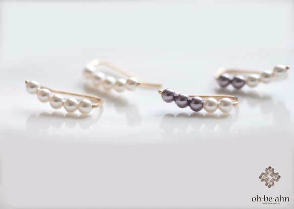 14kgf Swarovski crystal pearl  ear climber 5枚目の画像