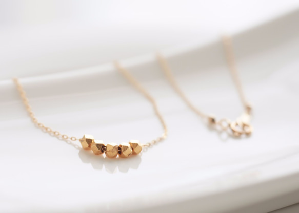 14KGF - Karen gold vermeil cut beads skinny necklace 1枚目の画像