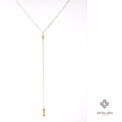 14KGF - カットビーズ　シンプル Y字ネックレス - simple cut beads Y necklace - 3枚目の画像