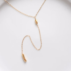 14KGF - カットビーズ　シンプル Y字ネックレス - simple cut beads Y necklace - 1枚目の画像
