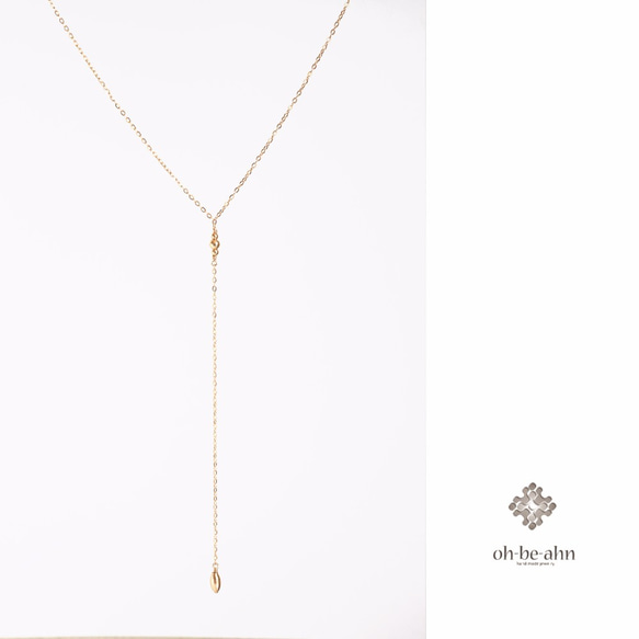 14KGF-  Y necklace - ゴールドフィルドのシンプル Y字ネックレス 3枚目の画像