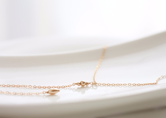 14KGF-  Y necklace - ゴールドフィルドのシンプル Y字ネックレス 2枚目の画像
