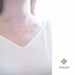 14KGF-  Y necklace - ゴールドフィルドのシンプル Y字ネックレス 5枚目の画像