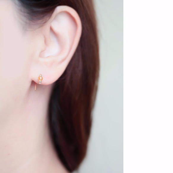 シトリン 3mm Citrine『天然石の小さな1粒 2way ピアス- dainty 』14KGF シルバー925 4枚目の画像