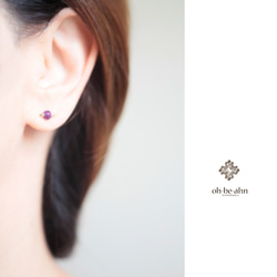 紫水晶“小天然石 2way 耳環-精緻-”和耳環 14KGF 銀 925 第2張的照片