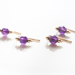 紫水晶“小天然石 2way 耳環-精緻-”和耳環 14KGF 銀 925 第4張的照片