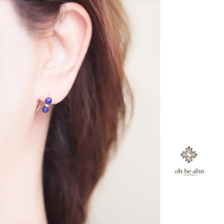 ラピスラズリ14KGF Cut『天然石の2粒 ２wayピアス-Twins 』　 2枚目の画像