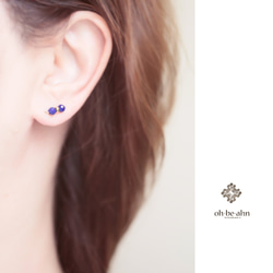 ラピスラズリ14KGF Cut『天然石の2粒 ２wayピアス-Twins 』　 3枚目の画像