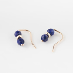 ラピスラズリ14KGF Cut『天然石の2粒 ２wayピアス-Twins 』　 4枚目の画像